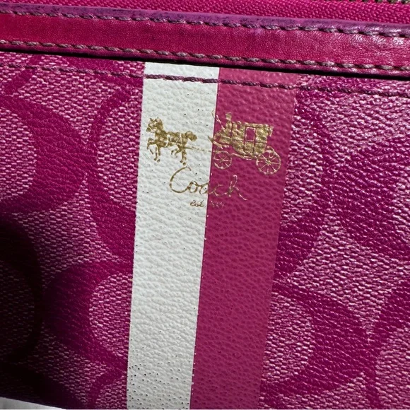Coach Pink Signature Wallet with Zip-Around Closure - Picture 3 of 12